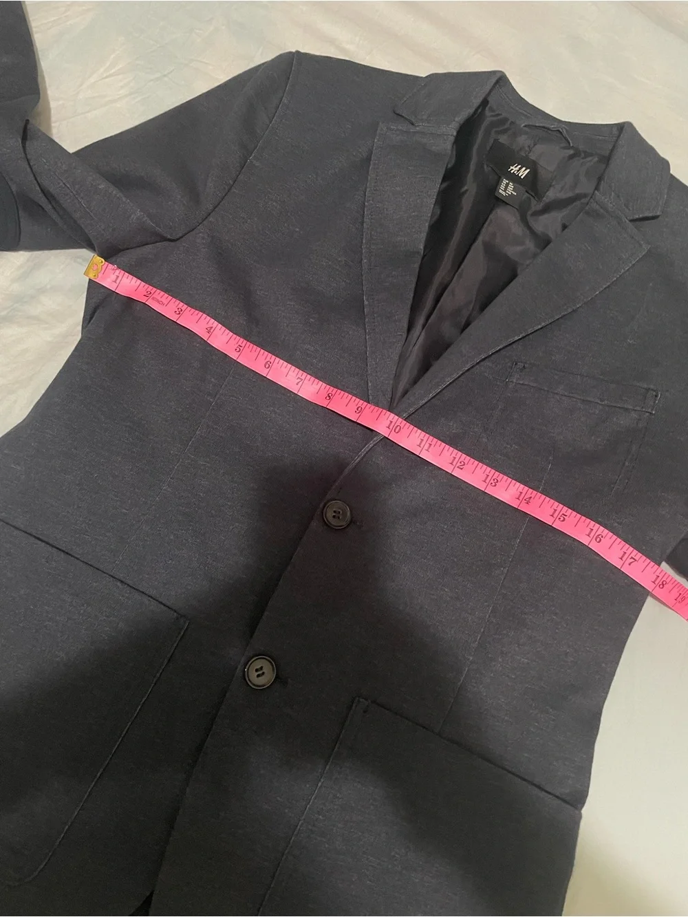 H&M Men's Dark Navy Knit Blazer - Single-Breasted Sport Coat